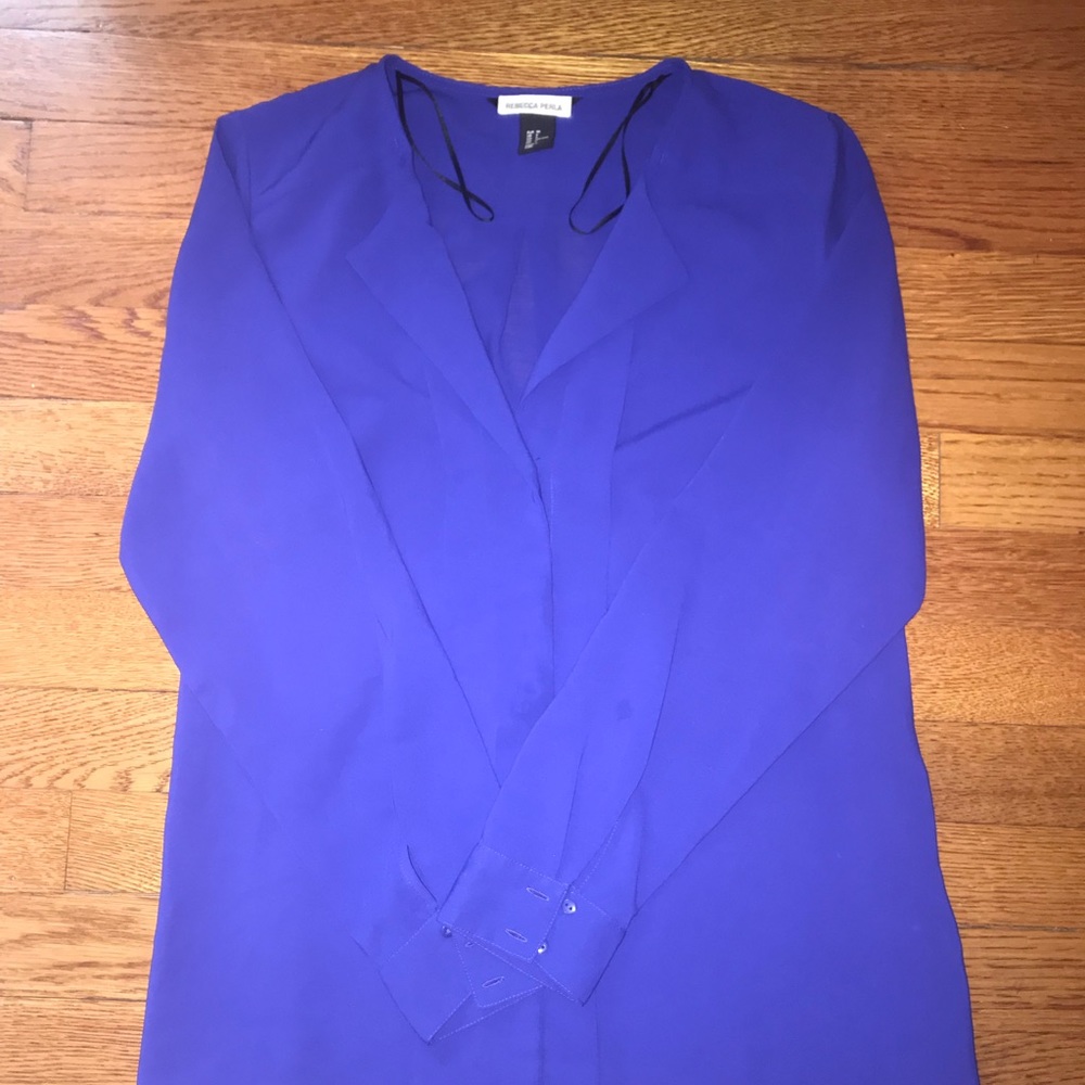 H&M Long Sleeve Purple Blouse—Size 6–Button Up